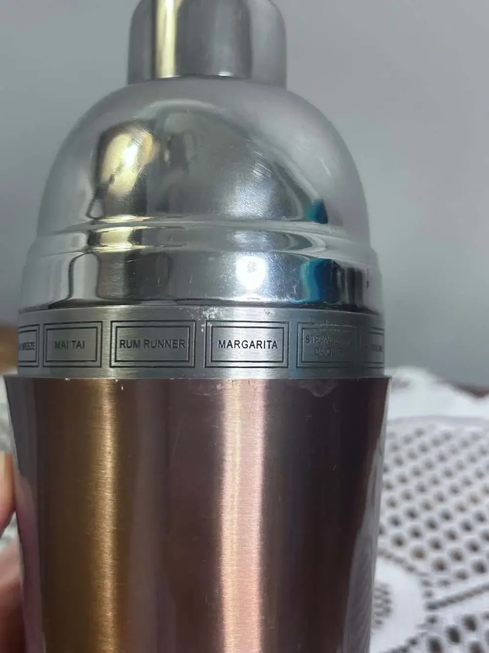 Dial-A-Drink Copper Cocktail Shaker Stainless Steel Recipe Shaker